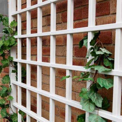 Image of 8 Ft Wall Mounted Trellis in White Vinyl - Made in USA