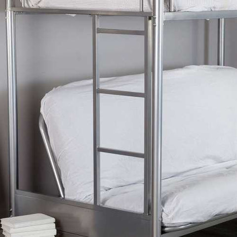 Image of Twin over Full size Futon Bunk Bed in Modern Silver Metal Finish