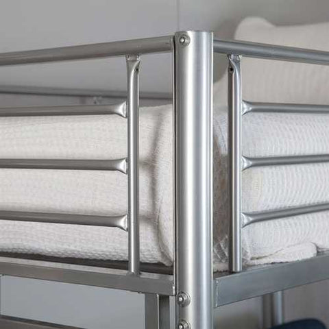 Image of Twin over Full size Futon Bunk Bed in Modern Silver Metal Finish