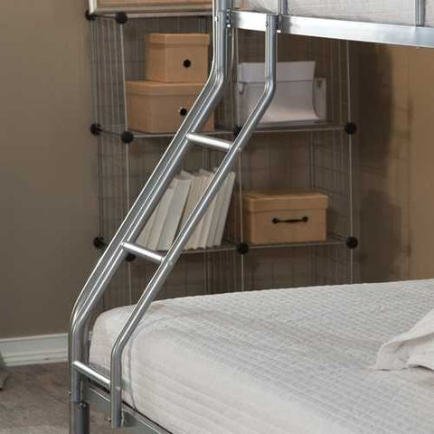 Image of Modern Twin over Full size Bunk Bed in Silver Metal Finish