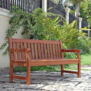 5-Ft Outdoor Wooden Garden Bench with Armrests