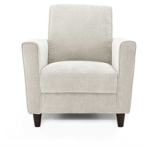 Image of Contemporary Upholstered Arm Chair with Espresso Wood Legs in Ivory