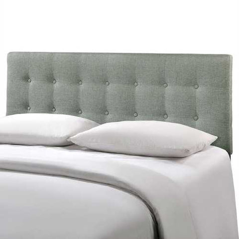 Image of Full size Grey Fabric Button-Tufted Upholstered Headboard