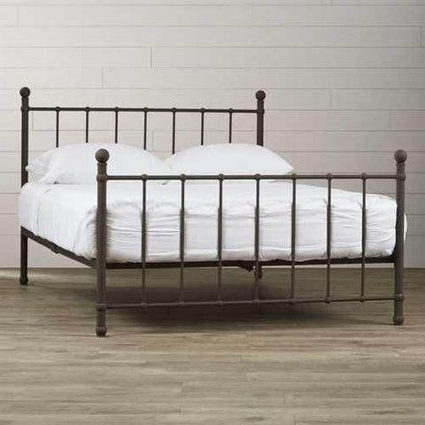 Image of Full size Bronze Metal Platform Bed Frame with Headboard and Footboard