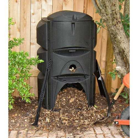 Image of 120 Gallon Black Plastic Compost Bin with 3 Composting Chambers