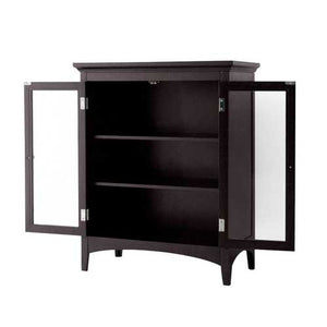 Dark Espresso Freestanding Bathroom Floor Cabinet with Storage Shelves