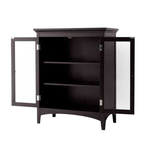 Image of Dark Espresso Freestanding Bathroom Floor Cabinet with Storage Shelves