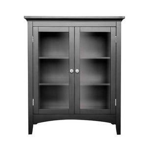 Dark Espresso Freestanding Bathroom Floor Cabinet with Storage Shelves