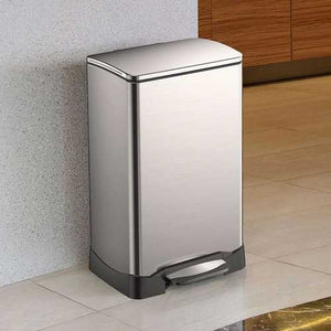 Stainless Steel 10.5 Gallon Kitchen Trash Can with Step Pedal No Hands Lid