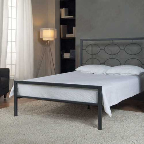 Image of King size Contemporary Metal Platform Bed in Graphite Finish