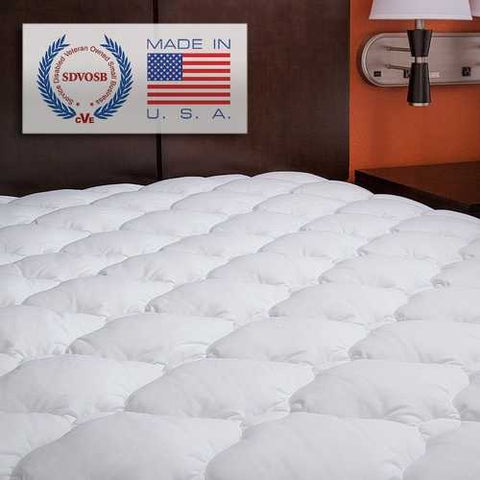 Image of King size Plush Bamboo Baffle Box Stitch Mattress Pad / Topper