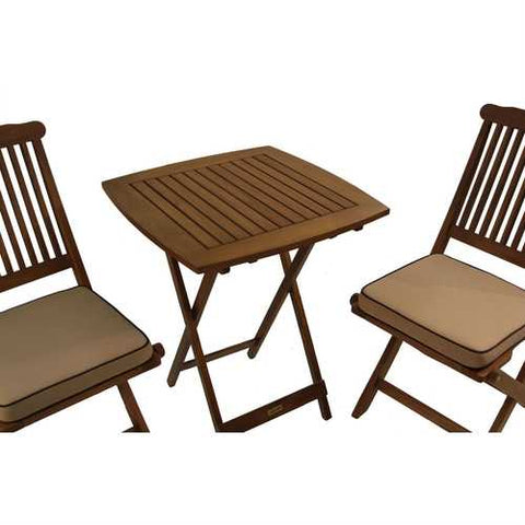 Image of 3-Piece Bistro Style Outdoor Patio Furniture Chair Table Set with Cushions