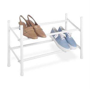 2-Tier Stackable Shoe Rack Organizer Storage Shelves in White