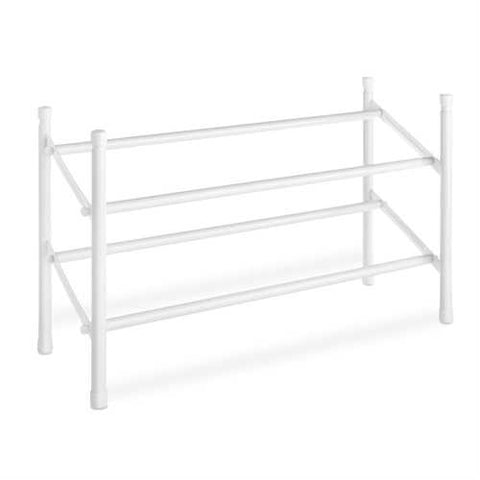 Image of 2-Tier Stackable Shoe Rack Organizer Storage Shelves in White