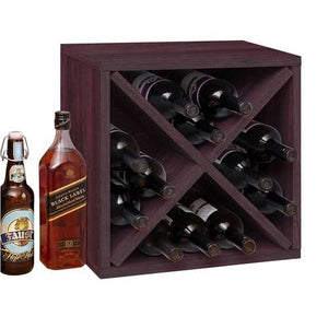 Stackable 12-Bottle Wine Rack in Espresso Brown Wood Finish