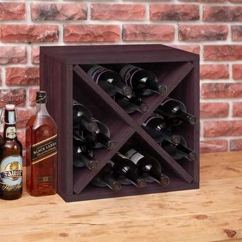 Image of Stackable 12-Bottle Wine Rack in Espresso Brown Wood Finish