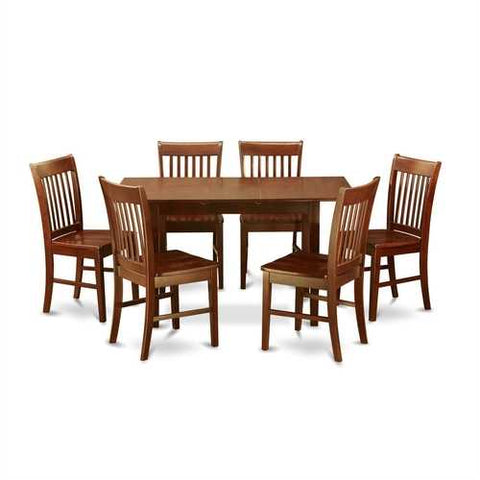 Image of Mission Style 7-piece Dining Set in Mahogany Wood Finish