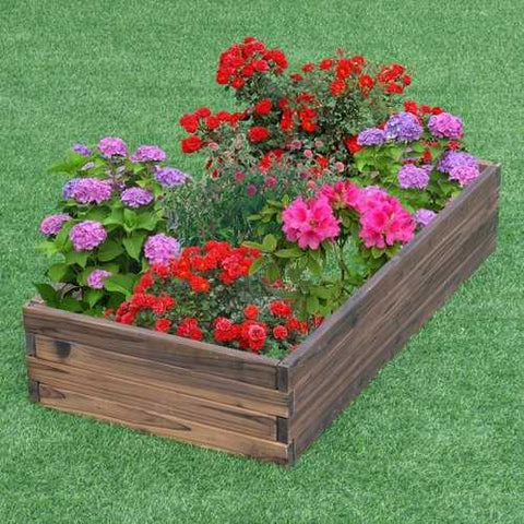 Image of Solid Wood 4 ft x 2 ft Raised Garden Bed Planter 9 inch High