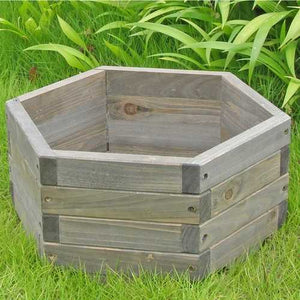 Small 16 x 16 x 7-inch Hexagon Fir Wood Garden Planter Box