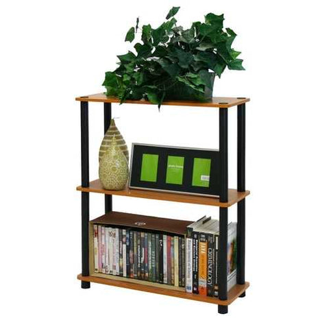 Image of Light Cherry and Black Finish 3-Tier Bookcase