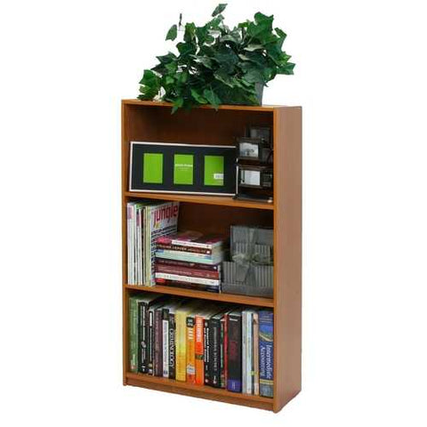 Image of Light Cherry Finish 3-Tier Storage Shelves Bookcase