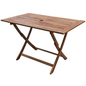 Outdoor Folding Wood Patio Dining Table 47.2 x 27.6-inch with Umbrella Hole