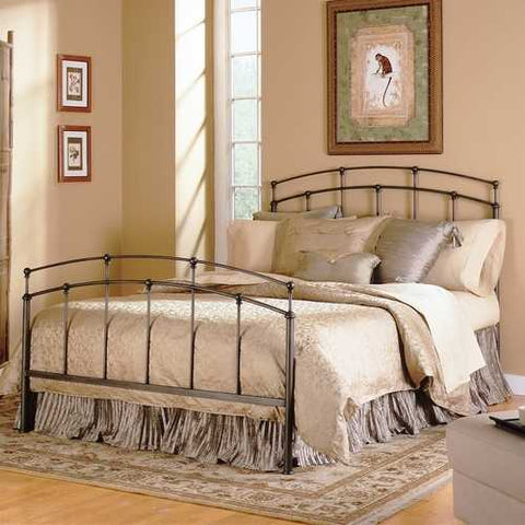 Image of Queen size Metal Bed with Headboard and Footboard in Black Walnut