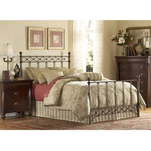 Queen size Metal Bed with Headboard and Footboard in Copper Chrome Finish