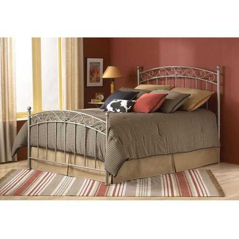 Image of Full size Metal Bed with Gentle Arch Headboard and Footboard