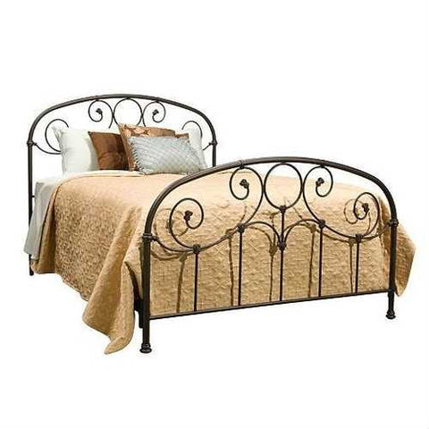 Image of King size Metal Bed with Headboard and Footboard in Rusty Gold Finish