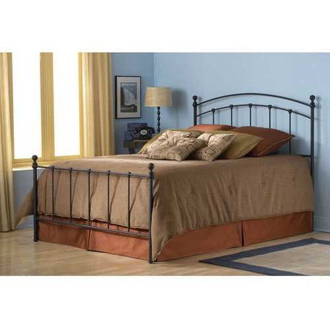 Image of Queen size Metal Bed with Headboard and Footboard in Matte Black