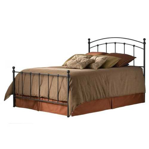 Image of Queen size Metal Bed with Headboard and Footboard in Matte Black