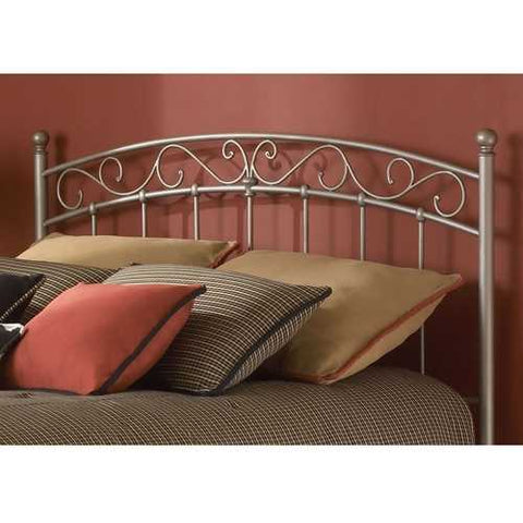 Image of Twin size Arched Metal Headboard with Scroll Detail and Solid Castings