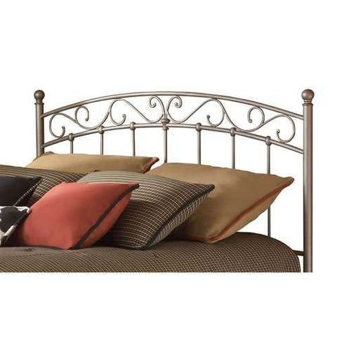 Image of Twin size Arched Metal Headboard with Scroll Detail and Solid Castings