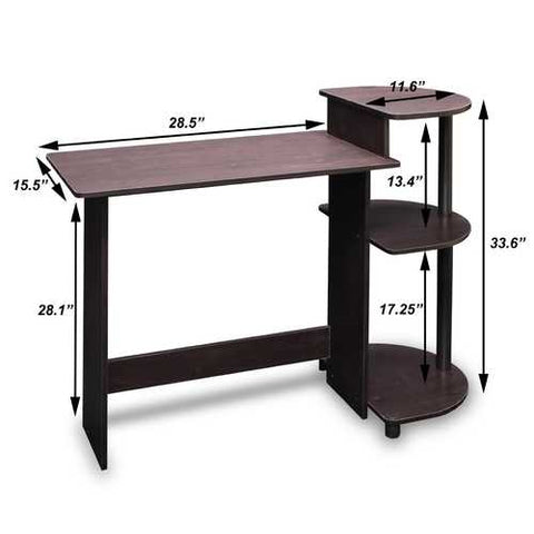 Image of Simple Compact Computer Desk in Espresso Black Finish