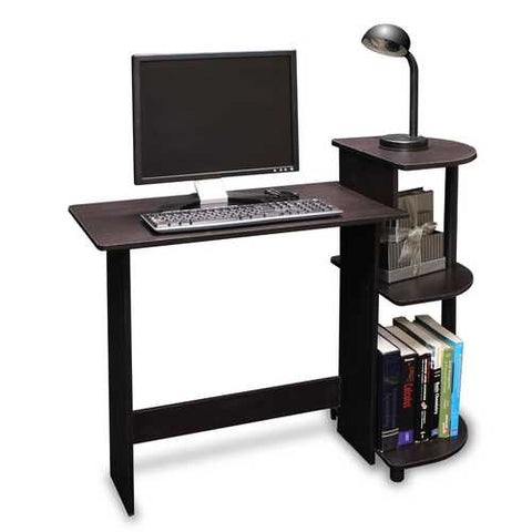 Image of Simple Compact Computer Desk in Espresso Black Finish