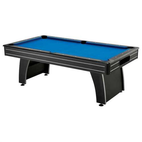 Image of 7 Ft Blue Top Pool Table with 2 Cues and Billiard Balls