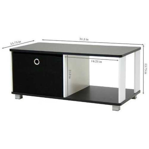 Image of Simple Black and White Coffee Table with Bin Drawer