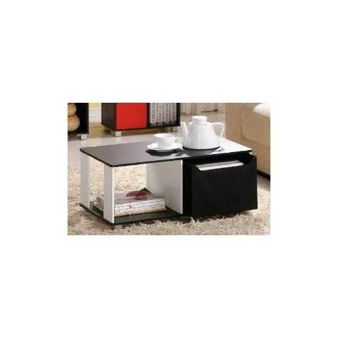 Image of Simple Black and White Coffee Table with Bin Drawer