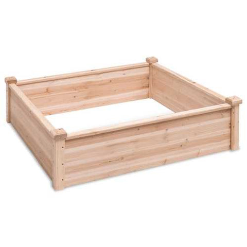 Image of Solid Fir Wood 3.3 ft x 3.3 ft Raised Garden Bed Planter Box