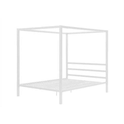 Image of Full size Modern White Metal Canopy Bed Frame