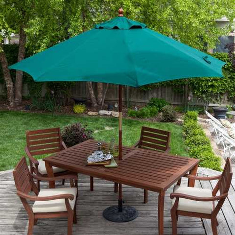 Image of Commercial-Grade 9-Ft Patio Umbrella with Forest Green Sunbrella Canopy