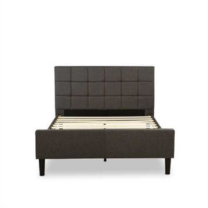 Full size Dark Grey Upholstered Platform Bed with Headboard and Footboard