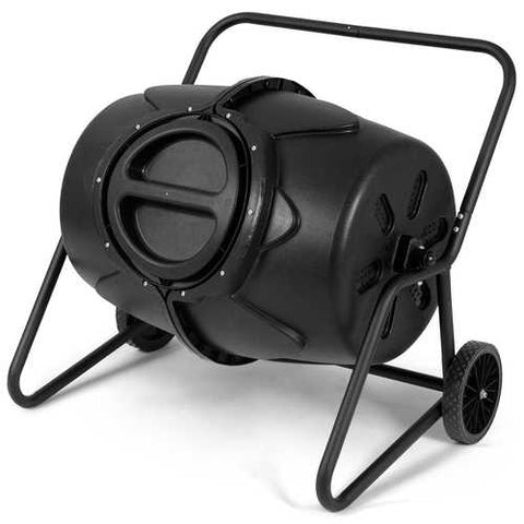 Image of Outdoor Mobile 50-Gallon Compost Bin Tumbler on Wheels