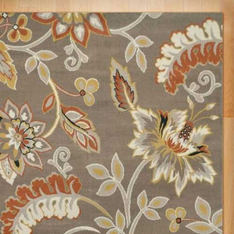 Image of 5'2" x 7'2" Tufted Cotton Area Rug Neutral Beige Yellow Orange Floral Pattern