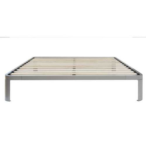 Image of Full size Luna Metal Platform Bed Frame with Wooden Slats