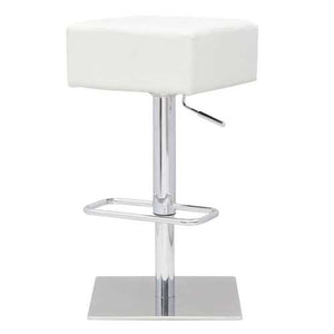 Set of 2 - Modern Backless Swivel Adjustable Height Barstool with White Faux Leather Seat