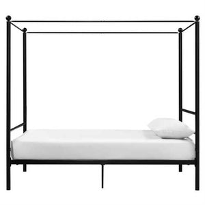 Full size Sturdy Canopy Bed Frame in Black Metal Finish