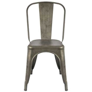 Set of 4 - Stackable Modern Cafe Bistro Dining Side Chair in Gun Metal Finish