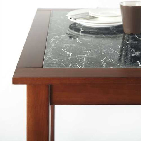 Image of Rectangular 48 x 36 inch Brown Wood Dining Table with Faux Marble Top